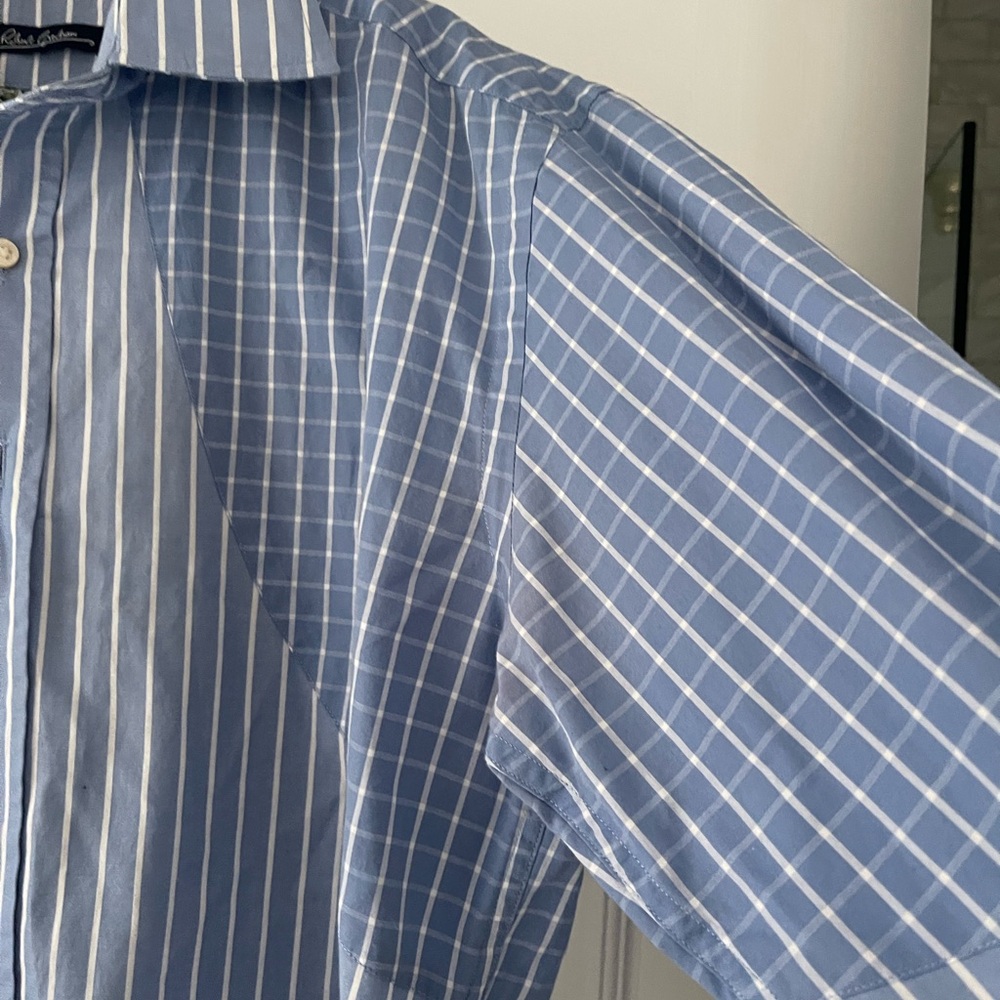 Robert Graham Men’s M Blue Stripe Shirt Paisley Flip Cuff Contrast Button Down - Picture 5 of 9